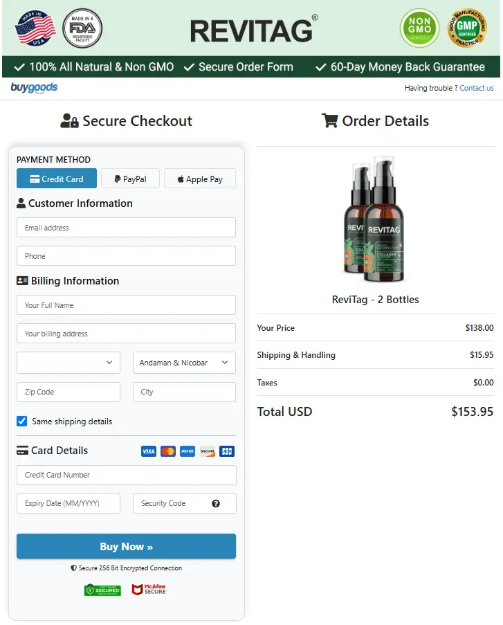 ReviTag payment method
